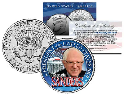 $8.95 • Buy BERNIE SANDERS FOR PRESIDENT 2016 Campaign Colorized JFK Half Dollar U.S. Coin