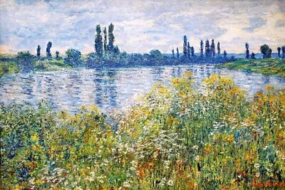 Claude Monet -Flowers On The Banks Of Seine Near Vetheuil ReproHand Painted Oil • $97.77