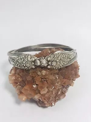 $265 • Buy Antique 950 Silver Double Dragon Head & Double Overlap Bracelet, Snake Texture