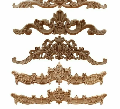£152.12 • Buy European Style Home Decoration Applique Wooden Carved Natural Long For DIY Door