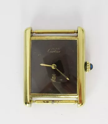 Cartier 78-1 / 17 Rubis / Gold Plated Silver 31x24mm Wood Effect Lacquer Dial • $799.99