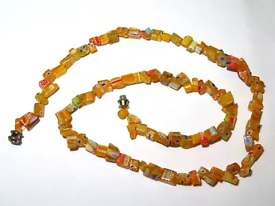 Vintage Yellow Italian Millefiori Glass Bead Strand Necklace • $5.50