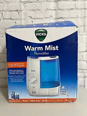 Vicks Warm Mist Humidifier - White/Blue Medium - Large Room Filter Free 1 Gal • $9