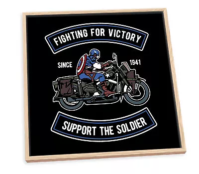 Captain America Motorcycle Black CANVAS FLOATER FRAME Wall Art Square Print • £31.99