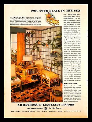 1937 Armstrong Linoleum Floors Vintage PRINT AD House Interior Decor Furniture  • $8.99