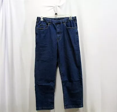 Active Joe Pull-on Elastic Waist Blue Stretch Jeans Denim Drawstring Size M/M • $19.99