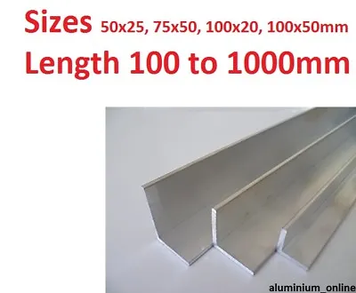 £10.74 • Buy ALUMINIUM UNEQUAL ANGLE 50 X 25mm 75 X 50mm  100 X 20mm  100mm X 50mm L Profile