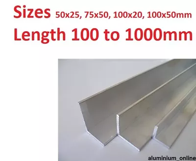 £4.03 • Buy ALUMINIUM UNEQUAL ANGLE 50 X 25mm 75 X 50mm  100 X 20mm  100mm X 50mm L Profile