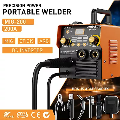 220V 3-In-1 MIG Welder Inverter 200A DC MMA Gasless TIG ARC MIG Welding Machine • £87.49