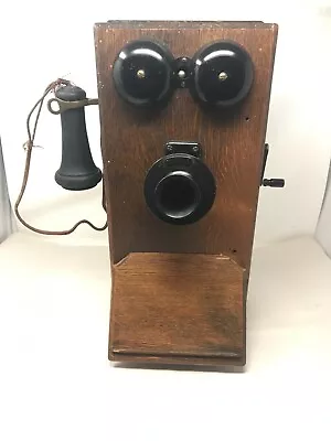 Antique 1930's Western Electric Telephone Oak Wall Mount Crank Phone • $175