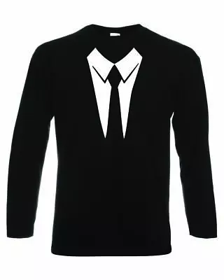 Mens Long Sleeve T Shirt Fancy Dress For Men Funny Shirt And Tie Outfits Suit • £9.99