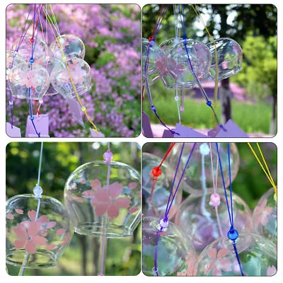 Japanese Glass Wind Chime Bell Garden Ornaments Indoor Window Hanging De  U4 • $11.65