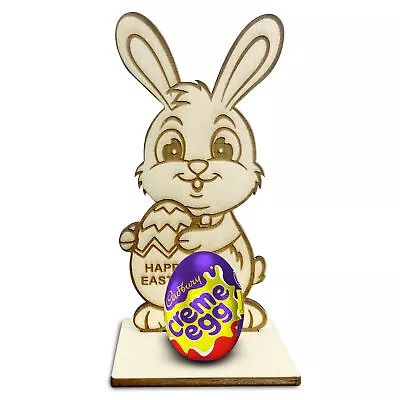 Easter Mini Creme Egg Holder Wooden Easter Bunny Treat Kinder Gifts Kid Boy Girl • £3.99