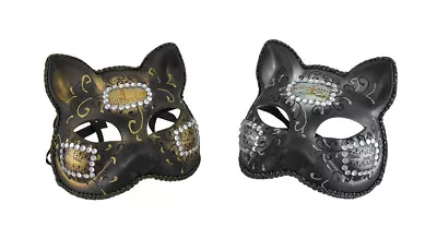 Zeckos Pair Of Venetian Style Jeweled Gatto Musica Carnivale Cat Masks • $16.21