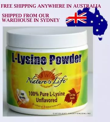 1 Jar 200 Gms L LYSINE Powder 100% Pure Unflavored 435 Mg A Serve NATURES LIFE • $26.60