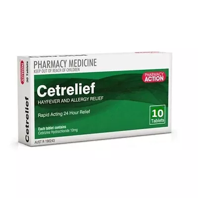 10x Cetrelief (Generic Zyrtec) Cetirizine Hydrochloride 10gm • $7.99