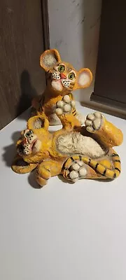 Vintage Universal Statuary Tiger Cats Cubs Chalkware Statues Marked 1975 088 089 • $99.99