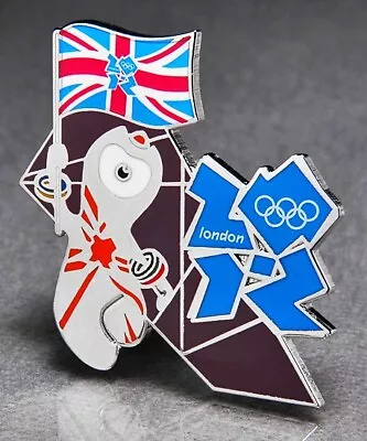 2012 LONDON OLYMPIC PIN Mascot Holding Flag Paris 2024 TRADER • $4.95