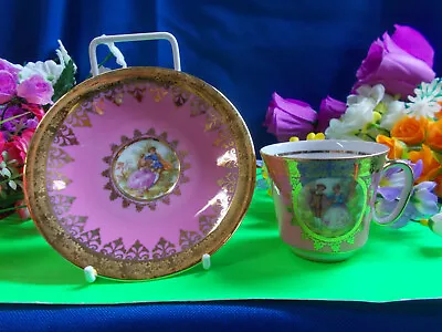 Lovely Duo Set - Demitasse Cup / Saucer - Crinoline Lady Jkw Fine Porce # M 345 • $18