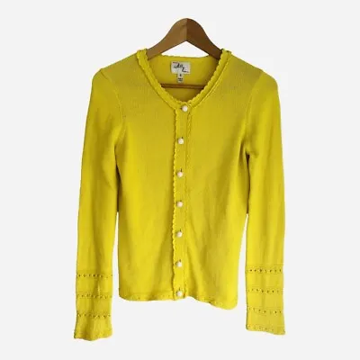 Milly Of New York Cardigan Women's Size Small Crochet  Knit Yellow Bauble • $34.99
