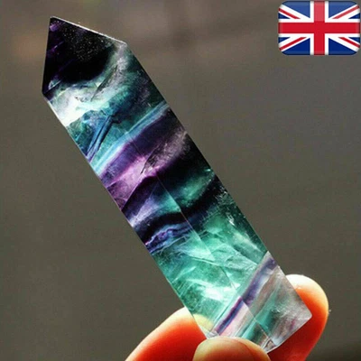 £4.37 • Buy 100% Natural Rainbow Fluorite Quartz Crystal Wand Point Healing Stone 5-7cm UK