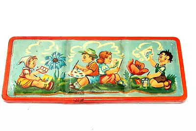 Vintage 1950's Child's Tin Litho Toy Paint Box Watercolor Germany • $40.99