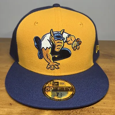 New Era Marvel X MiLB Montgomery Biscuits 59Fifty Yellow Fitted Hat Cap 7 3/8 • $39.99