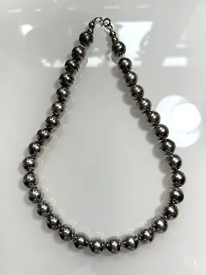 Vintage Sterling Silver Beaded Choker / Necklace  17.5 In.  (length) 59 Grams • $60