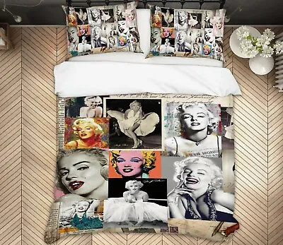 3D Marilyn Monroe NAO573 Bed Pillowcases Quilt Duvet Cover Set Queen King Fay • $62.98