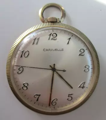 Vintage Caravelle Gold-tone Pocket Watch - Coin Edging - Excellent Condition • $49