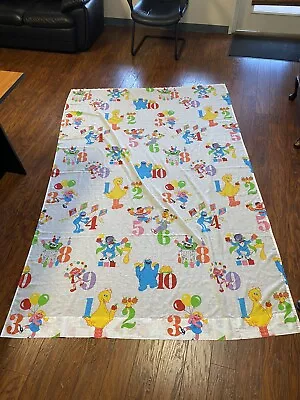 Vintage Sesame Street Twin Flat Bed Sheet Numbers Counting Muppets Cutter Fabric • $11.99