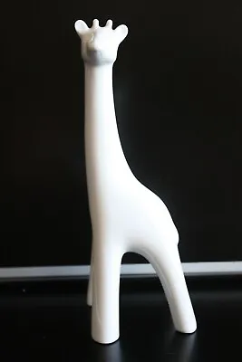 Old Vintage Naaman Israel White Cast Porcelain Large Giraffe Statue Figurine 9  • $39.99