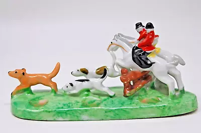 Vintage Goldcastle Chikusa Japan Porcelain Fox Hunt Scene Horse Rider Hound Dog • $39.99