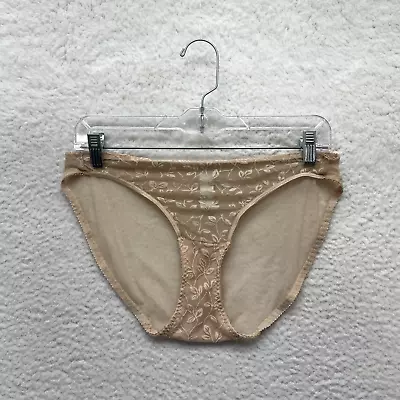 Vintage Panty Underwear 8 Womens Tan Beige Nude Floral Sheer Mesh • $22.95