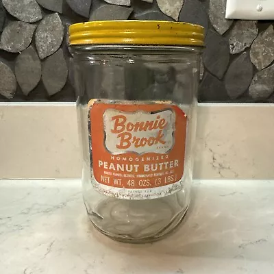 Bonnie Brook Homogenized Peanut Butter 48 Oz(3 Lb) Glass Jar Vintage • $0.99