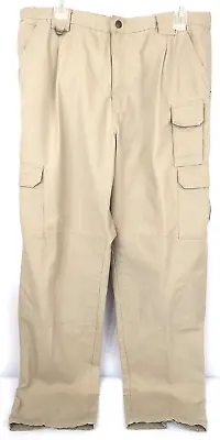 5.11 Tactical Mens 38x36 Beige Khaki Canvas Cargo Utlity Pleated Front Pants • $22