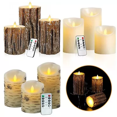 £10.85 • Buy Set Of 3 LED Flameless Pillar Candles Flickering Battery Operated With Remote