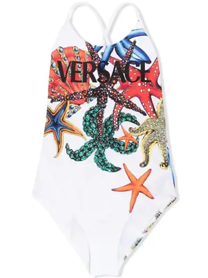 VERSACE Girl's Tresor De La Mer White One-piece Swimsuit L22810 Size 14 • $285