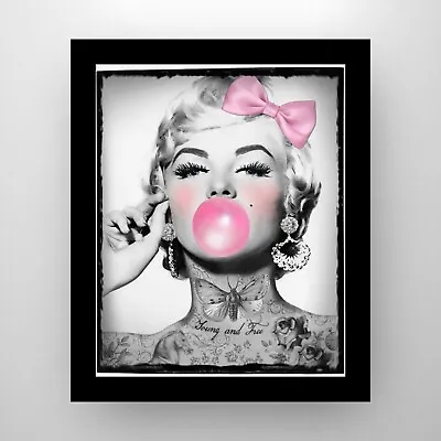 Pink Bubble Gum Marilyn Monroe Tattooed Poster 11x8.5  • $13.50