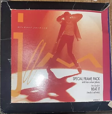 MICHAEL JACKSON Jam 7  45rpm UK RARE PHOTO FRAME SLEEVE Solid Centre • $24.89