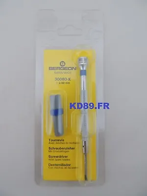 Screwdriver Bergeon 30080-K 2.50 Mm For Watchmakers With Spare Blades SWISS MADE • $33.86