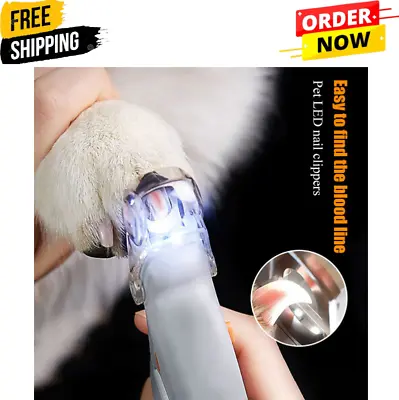Pet Nail Clippers With LED Light Dog Cat Claw Grinder Scissor Toe Trimmer Cutter • £6.75