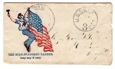 US 1860s Civil War US Ship 3 Cents Stampless Lincoln Illustrated Patriotic Cover • $309.99