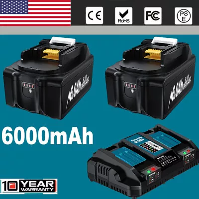6.0Ah Li-ion Battery /Dual Charger For Makita 18V BL1860B BL1850  BL1830 BL1815 • $19.94