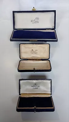 Lot 3x ANTIQUE/ VINTAGE Navy Blue Jewellers Presentation Boxes Brooch Pin Medal • £26