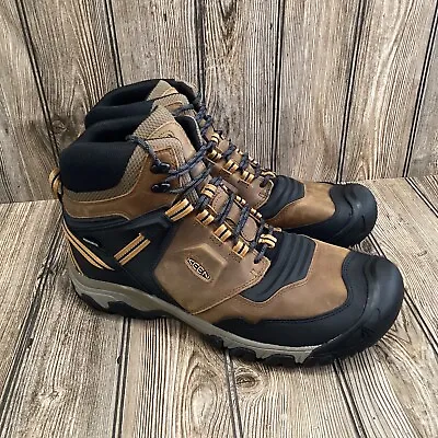 New Keen Mens Ridge Flex Walking Hiking Boots Bison Golden Brown Size 16 M • $175