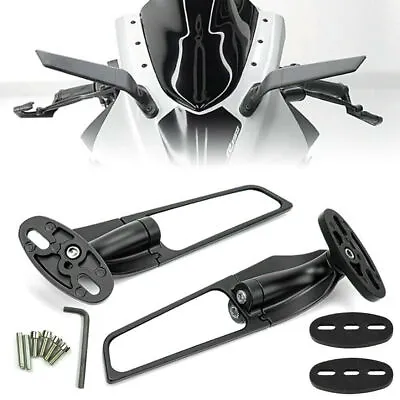 Motorcycle Wind Swivel Stealth Wing Rear View Side Mirror Set For Yamaha Honda • $19.73