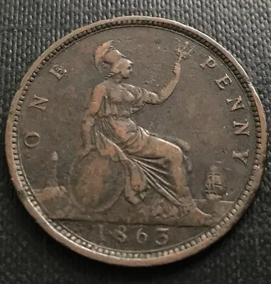 Penny 1863 Bun Head Queen Victoria - Great Detail - Free UK Post • £4.95