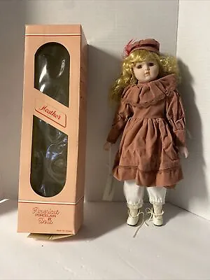 HERITAGE MINT Hand-painted Porcelain Doll D-22 Toy Heather Vtg 1989 In Box 16   • $10