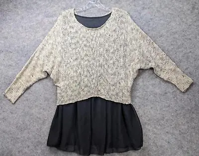 Anthropologie A'reve Sweater Womens Small Beige Black Pullover Tunic Lagenlook • $24